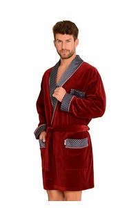 Bonjur bathrobe male short with collar, De Lafense 772