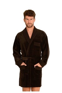 Welur bathrobe male short with collar, De Lafense 711