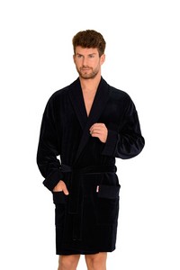 Welur bathrobe male short with collar, De Lafense 711