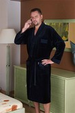 Welur bathrobe male long with collar, De Lafense 712