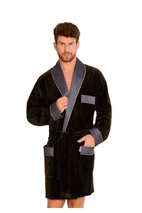 Bonjur bathrobe male short with collar, De Lafense 772