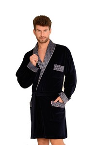 Bonjur bathrobe male short with collar, De Lafense 772