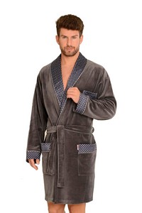 Bonjur bathrobe male short with collar, De Lafense 772