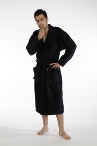 Twin frotte bathrobe male long with collar, 803, De Lafense